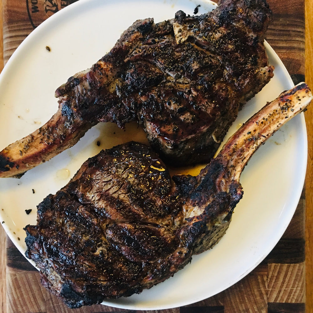 Jim's Rib Eye on the Bone cooked on the BBQ